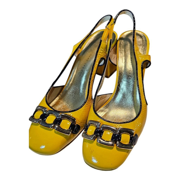 Marc Jacobs Yellow Slingback Heels Size 39.5 - Picture 3 of 15